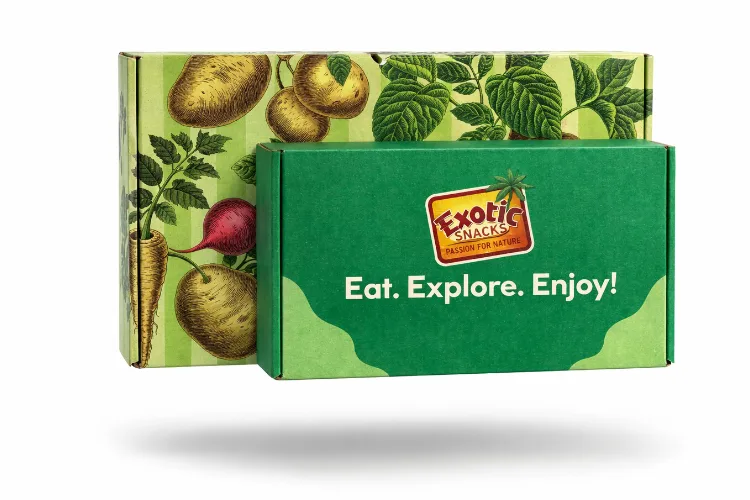Eine Individuelle Verpackungslösung für den E-Commerce für Exotic Snacks.