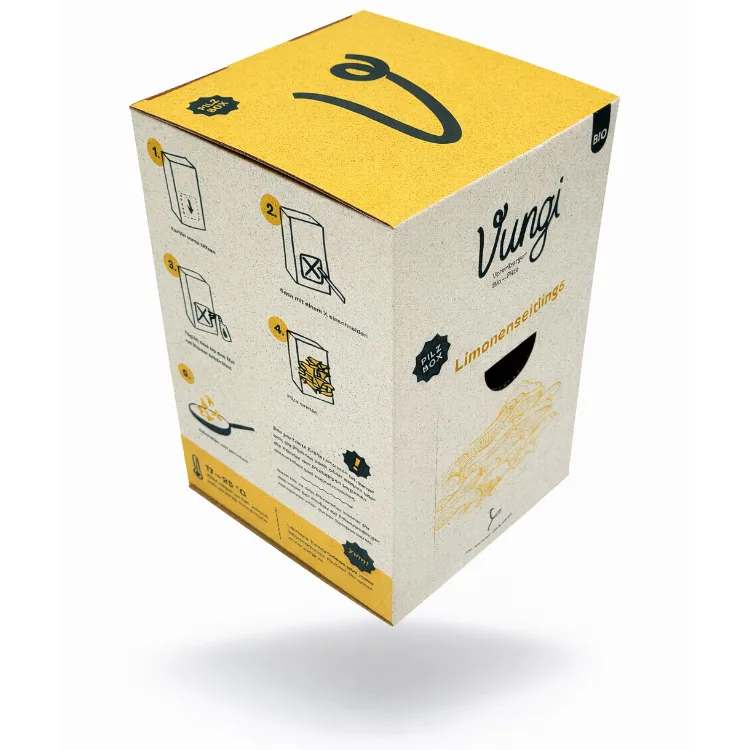 Produktverpackung der Vungi Limonenseitlinge.